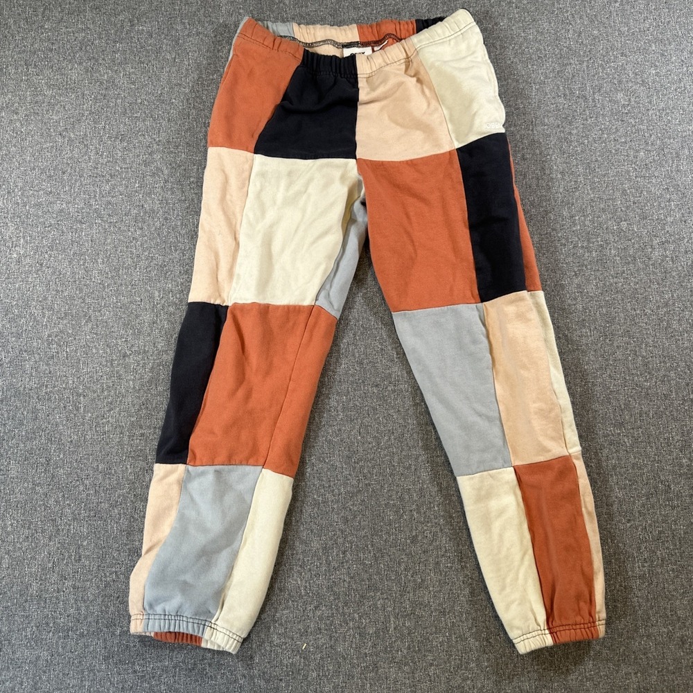 Obey Organic Patchwork Jogger Sweatpants XS Colorblock 100% Cotton Women